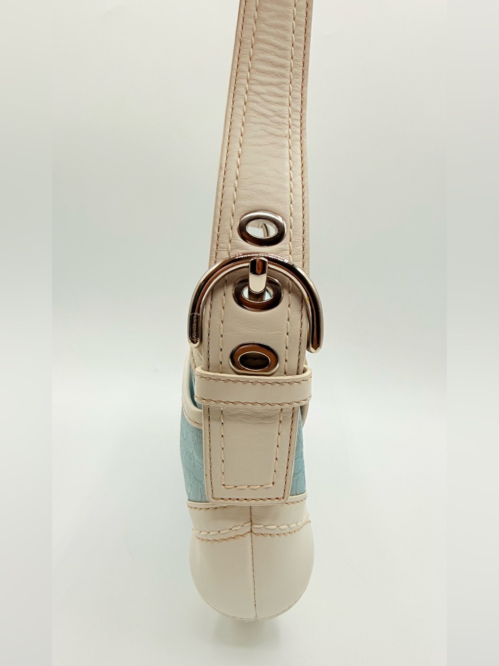 Vintage Coach Soho F10925 Sky Blue Signature C Jacquard Shoulder Bag Y2K - Picture 12 of 16